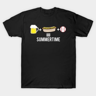 Baseball - Beer + Hot Dog + Baseball = Summertime T-Shirt